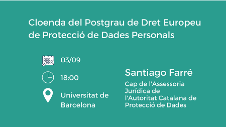 Image with de details of the closing of the Postgraduate Course in European Law on the Protection of Personal Data