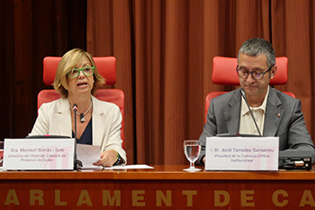 La directora, Meritxell Borràs, i el president de la comissió, Jordi Terrades.